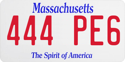 MA license plate 444PE6
