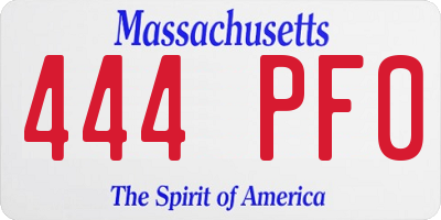MA license plate 444PF0