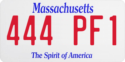 MA license plate 444PF1