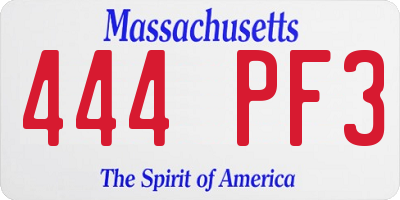 MA license plate 444PF3
