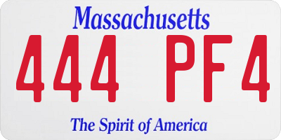 MA license plate 444PF4