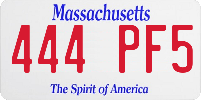 MA license plate 444PF5