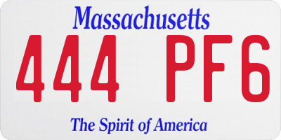 MA license plate 444PF6