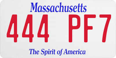 MA license plate 444PF7