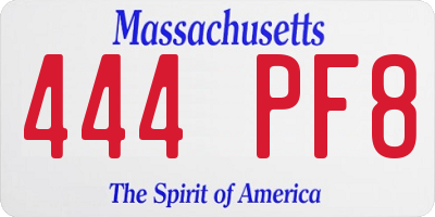 MA license plate 444PF8