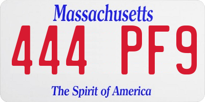 MA license plate 444PF9