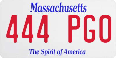 MA license plate 444PG0