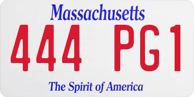 MA license plate 444PG1