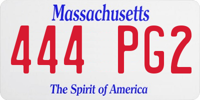 MA license plate 444PG2
