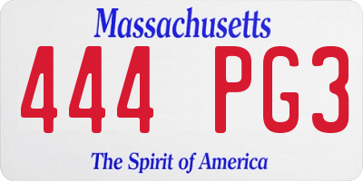 MA license plate 444PG3