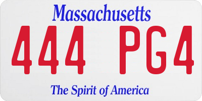 MA license plate 444PG4