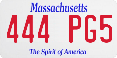 MA license plate 444PG5