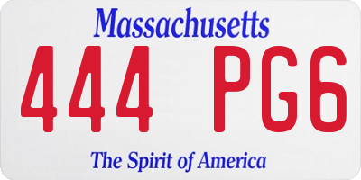 MA license plate 444PG6