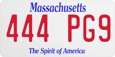MA license plate 444PG9