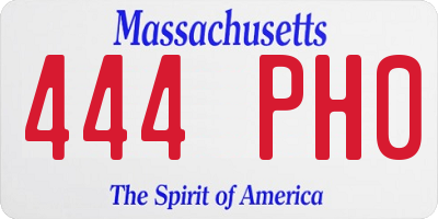 MA license plate 444PH0