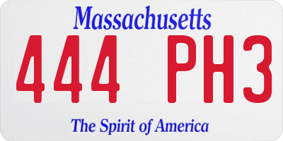 MA license plate 444PH3