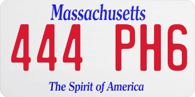 MA license plate 444PH6