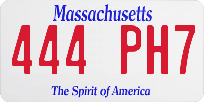 MA license plate 444PH7