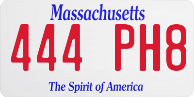 MA license plate 444PH8