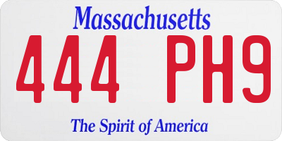 MA license plate 444PH9