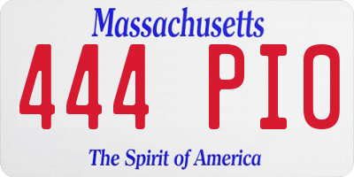 MA license plate 444PI0