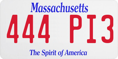 MA license plate 444PI3