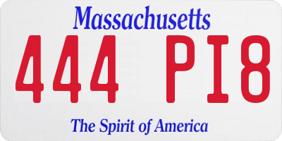 MA license plate 444PI8