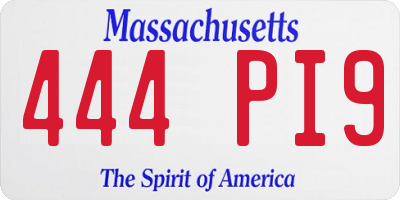 MA license plate 444PI9
