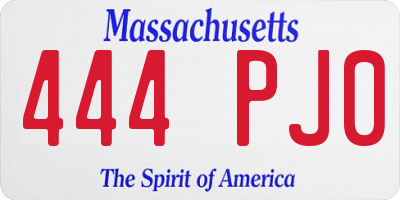 MA license plate 444PJ0