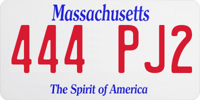 MA license plate 444PJ2