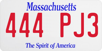 MA license plate 444PJ3