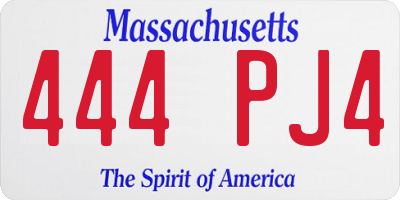 MA license plate 444PJ4