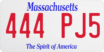 MA license plate 444PJ5