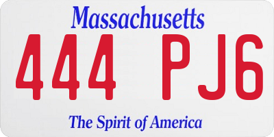MA license plate 444PJ6