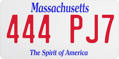 MA license plate 444PJ7