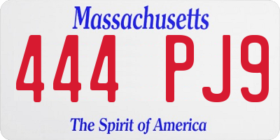 MA license plate 444PJ9