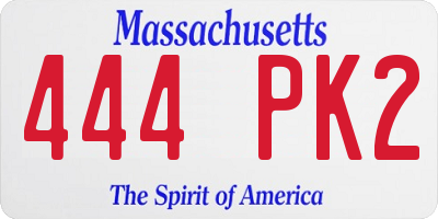 MA license plate 444PK2