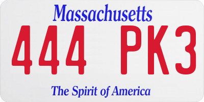 MA license plate 444PK3