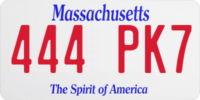 MA license plate 444PK7