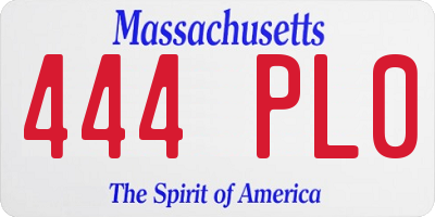 MA license plate 444PL0