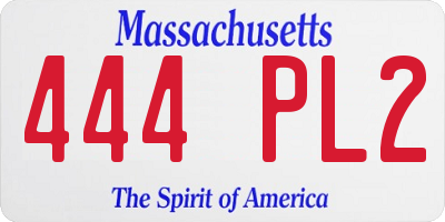 MA license plate 444PL2