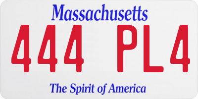 MA license plate 444PL4