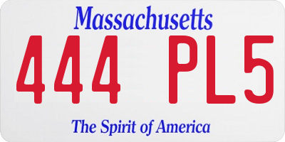 MA license plate 444PL5