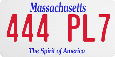 MA license plate 444PL7