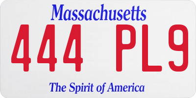 MA license plate 444PL9