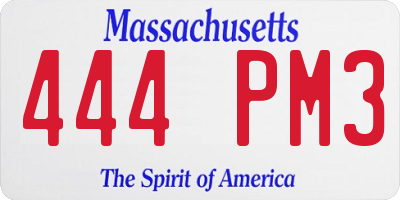 MA license plate 444PM3