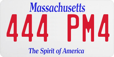MA license plate 444PM4
