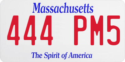 MA license plate 444PM5
