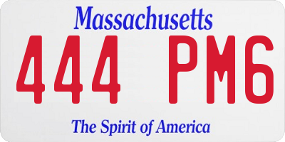 MA license plate 444PM6