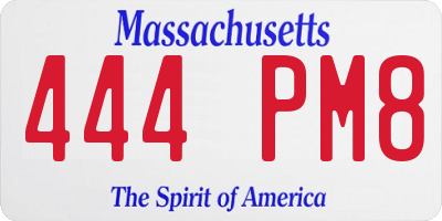 MA license plate 444PM8